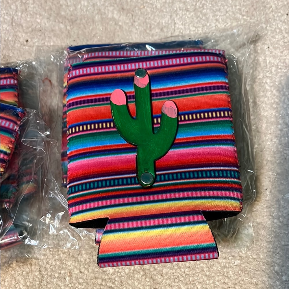 Colorful Striped Cactus Can Cooler